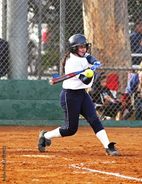 Obraz Fastpitch batter hitting softball
