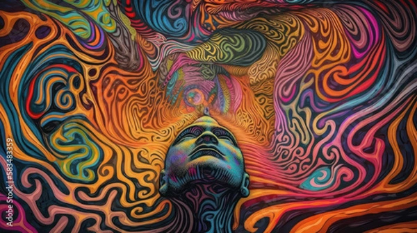 Obraz Psychedelic trip created with generative AI technology