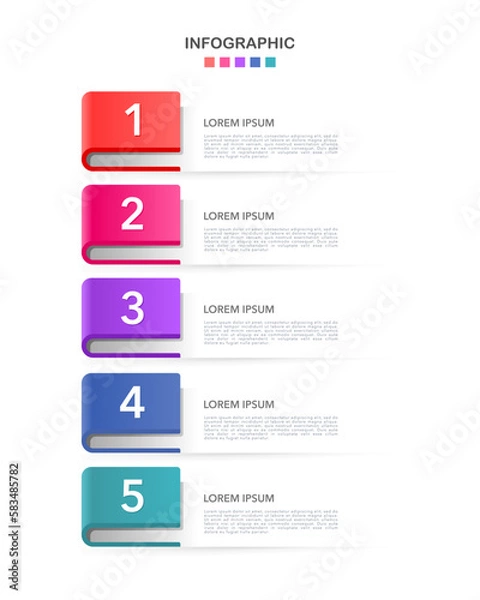 Fototapeta Infographic 5 options or steps vertical. Vector illustration.