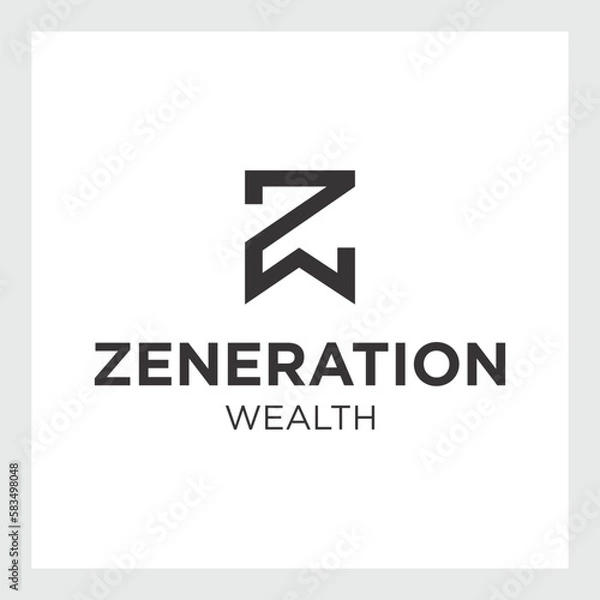 Fototapeta Initial Letter ZW Monogram Sliced. Modern logo template isolated on white background