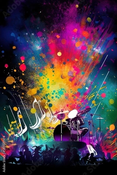 Obraz colorful background for poster or graphic design with musical or party theme design, generative ai