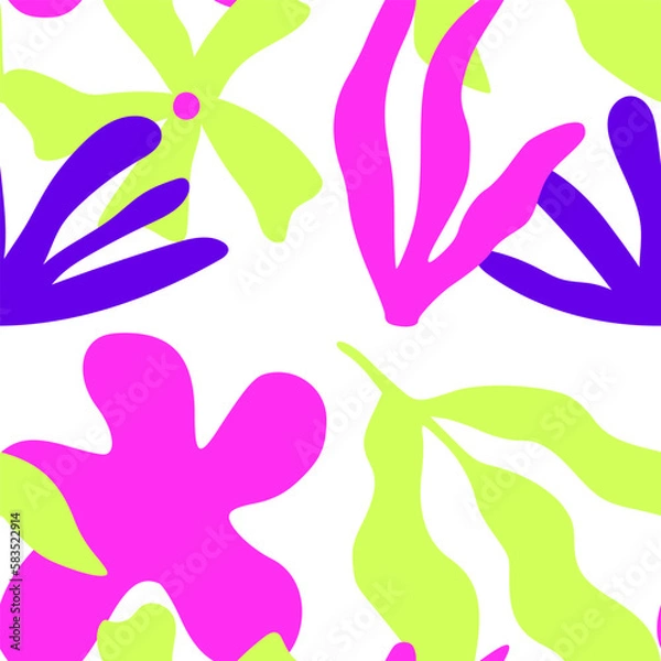 Fototapeta Abstract summer seamless pattern with flowers. Geometry simple floral background
