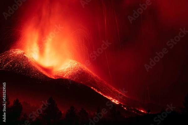 Fototapeta eruption of the volcano on the island of La Palma
