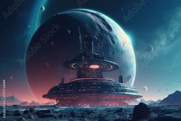 Obraz Exploring a alien world on another planet, made with generative ai