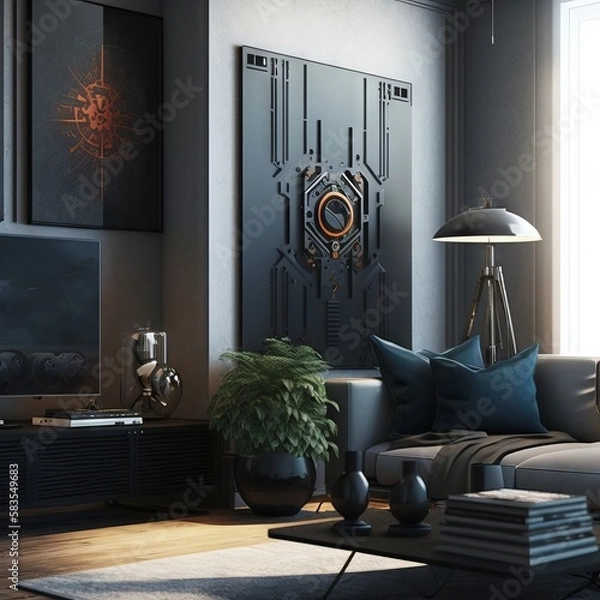 Fototapeta modern living room Generative AI