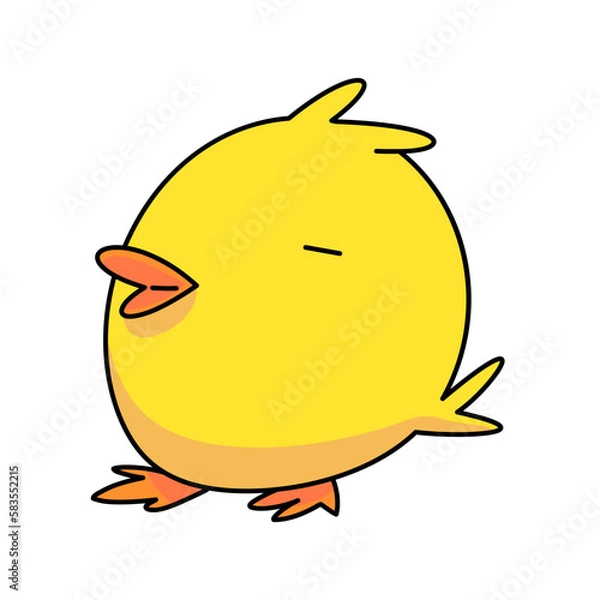 Obraz fat little chicken, happy easter. flat vector illustration.