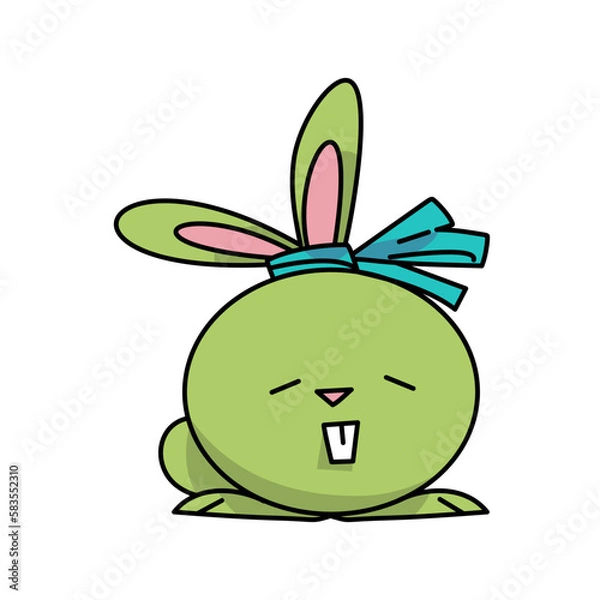Fototapeta green bunny resembling easter eggs flat vector illustration.