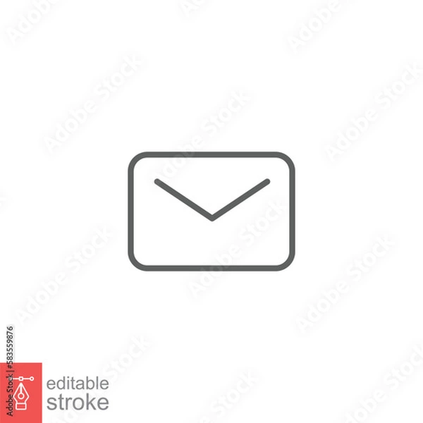Fototapeta Email envelope icon. Simple outline style. Message, mail, letter, communication concept. Thin line symbol. Vector illustration design on white background. Editable stroke EPS 10.