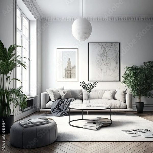 Fototapeta modern living room Generative AI