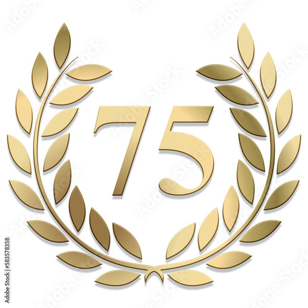 Obraz 3D Gold PNG laurel wreath number 75