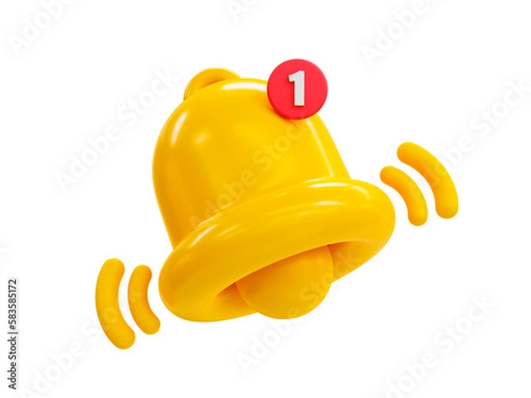 Obraz 3d minimal turn-on notification concept. New update reminder. New notification alert. A bell icon ringing with a notification icon. 3d illustration.