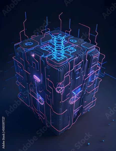 Obraz AI Künstliche Intelligenz ein blau leuchtender Chip