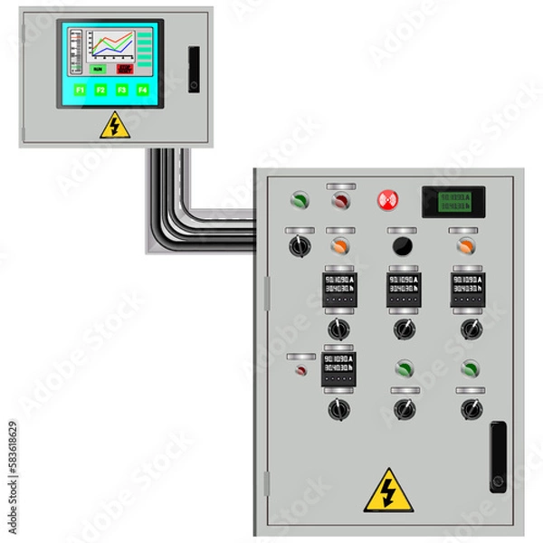 Obraz Control Panel. Production control panel and control of computer devices. Touchpad. Vector graphics 