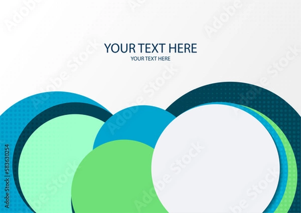 Fototapeta Colorful overlapping circles, modern abstract composition with shadows and text. Geometric background.