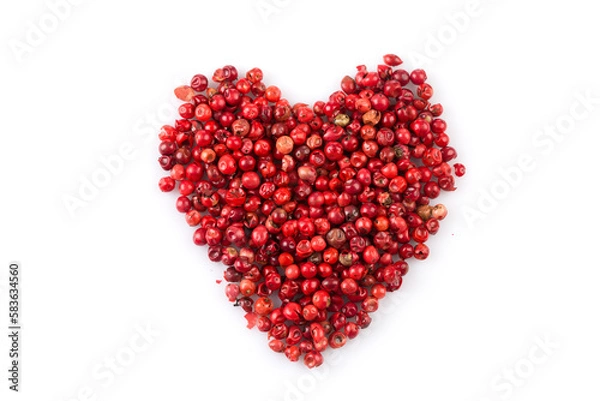 Obraz red peppercorns hart shape