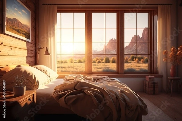Fototapeta  Best interior design of a lodge having beautiful view Ai Generated