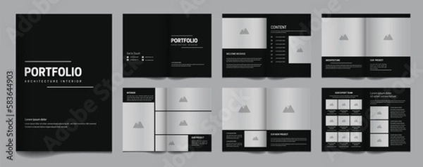 Fototapeta Portfolio architecture interior brochure template minimalist design
