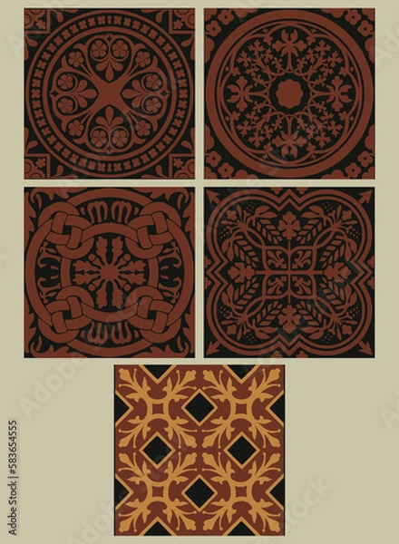 Obraz Vector (vectorized) medieval ornaments (seamless patterns) from the Grammar of Ornament by Owen Jones.