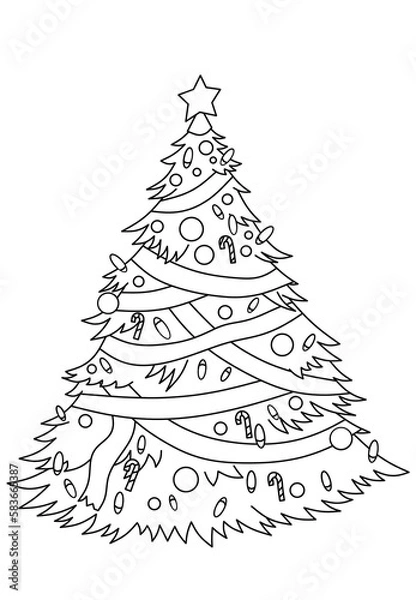 Fototapeta hand drawn christmas tree