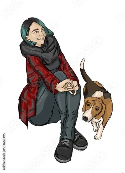 Obraz person with a dog