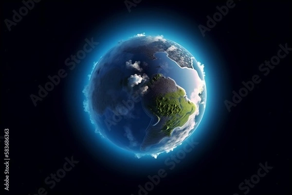 Fototapeta Planet Earth in space 3D illustration, world earth day background, generative ai illustration