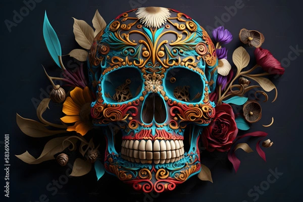 Obraz Abstract sugar skull. Generative AI
