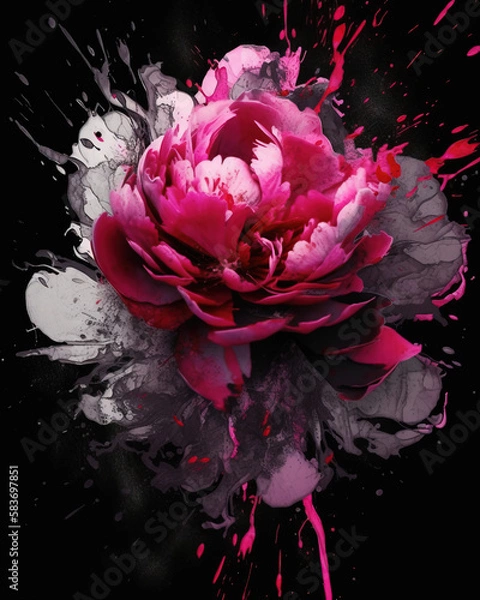Obraz pink rose on black background