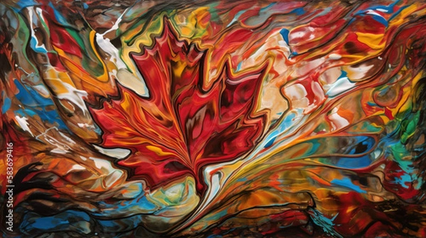 Obraz Colorful background with maple leaf