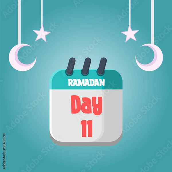 Fototapeta Daily Ramadan Day calendar icon. Wednesday, March 22, 2023. EPS 8 format