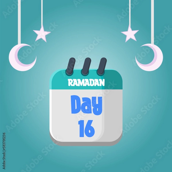 Fototapeta Daily Ramadan Day calendar icon. Wednesday, March 22, 2023. EPS 8 format