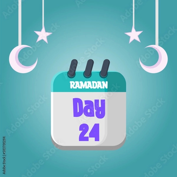 Fototapeta Daily Ramadan Day calendar icon. Wednesday, March 22, 2023. EPS 8 format