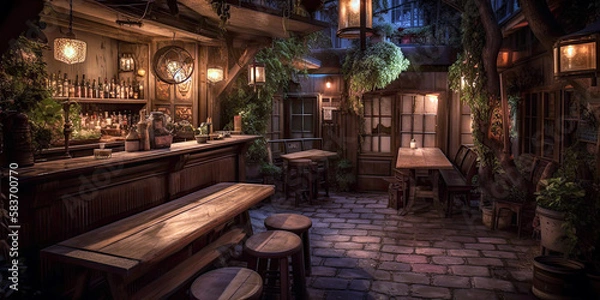 Fototapeta Outdoor Speakeasy, Generative AI