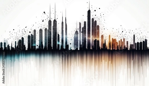 Fototapeta Abstract Technology Skycraper - Generative AI
