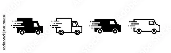 Fototapeta Delivery truck icon vector for web and mobile app. Delivery truck sign and symbol. Shipping fast delivery icon