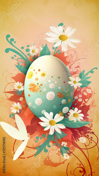 Obraz easter eggs with flowers