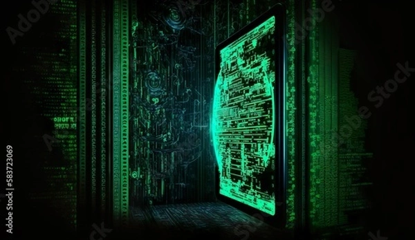 Fototapeta Generative AI
futuristic, digital, cybertech, matrix, hologram, high-tech, systems, world tech, cybernet, 