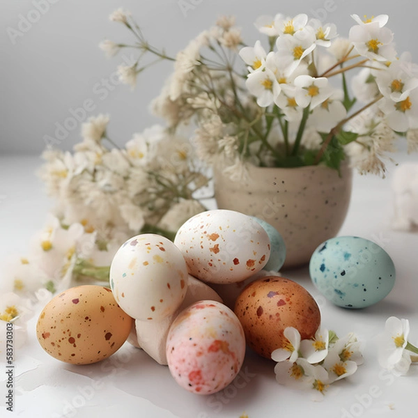 Obraz easter eggs & spring flowers