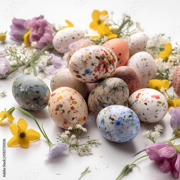 Obraz easter eggs & spring flowers