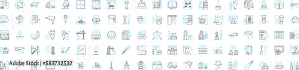 Fototapeta Architecture and construction vector line icons set. Architecture, Construction, Building, Designing, Structural, Blueprint, Planning illustration outline concept symbols and signs
