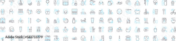 Fototapeta Spa business vector line icons set. Spa, Business, Relaxation, Massage, Beauty, Aesthetic, Facial illustration outline concept symbols and signs