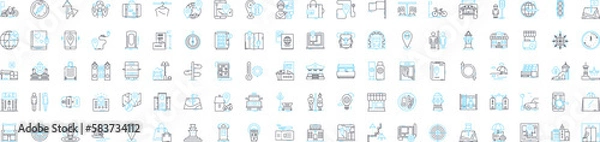 Fototapeta City map vector line icons set. City, Map, Urban, Layout, Cartography, Streets, Directions illustration outline concept symbols and signs