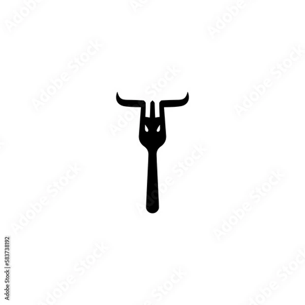 Obraz fork tool illustration logo with bull horn
