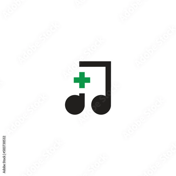 Obraz health symbol vector illustration logo with musical notes
