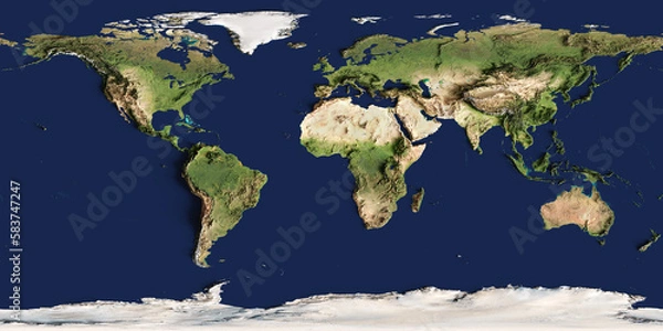 Fototapeta 3d illustration of a highly detailed world map. Elements of this image furnished by NASA.