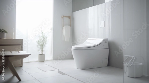 Obraz モダンなウォシュレットトイレ・Generative AI