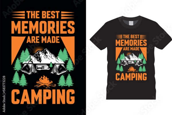 Obraz The best memories are made camping retro-vintage typographic t-shirt design vector template, summer camp.
