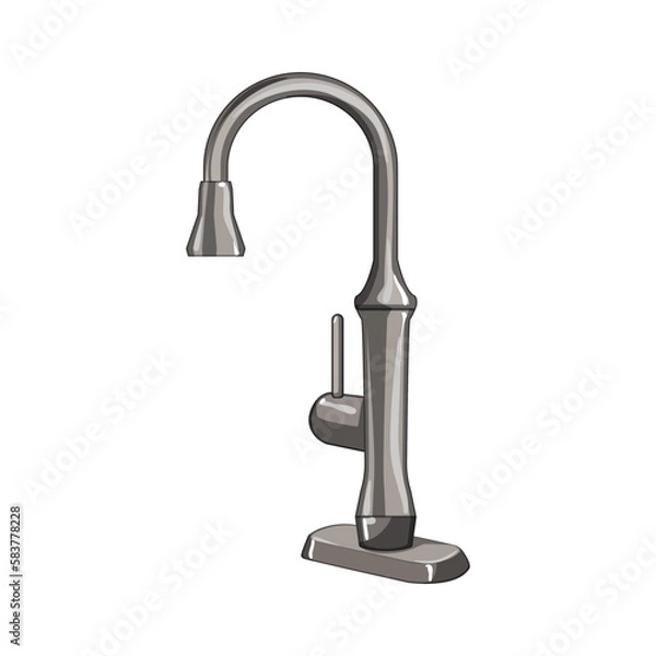 Fototapeta wash kitchen faucet cartoon vector illustration