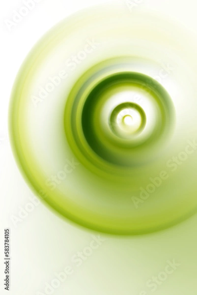 Fototapeta Abstract blurred green spiral shape on isolated white background with copy space. Illustration concept for graphic design, banner, web site, poster or wallpaper.