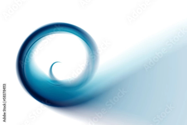 Fototapeta Abstract blurred turquoise blue spiral shape on isolated white background with copy space. Illustration concept for graphic design, banner, web site, poster or wallpaper.