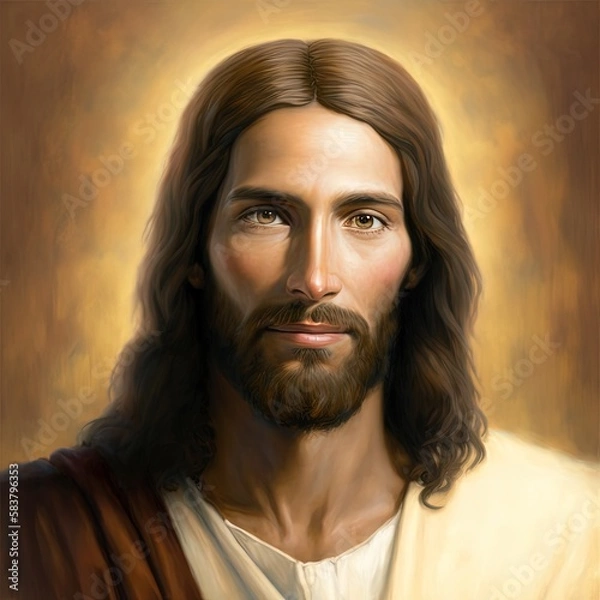 Fototapeta Illustration revelation of Jesus Christ, new testament, religion of christianity, heaven and hell over the crowd of people, Jerusalem of the bible. Generative AI